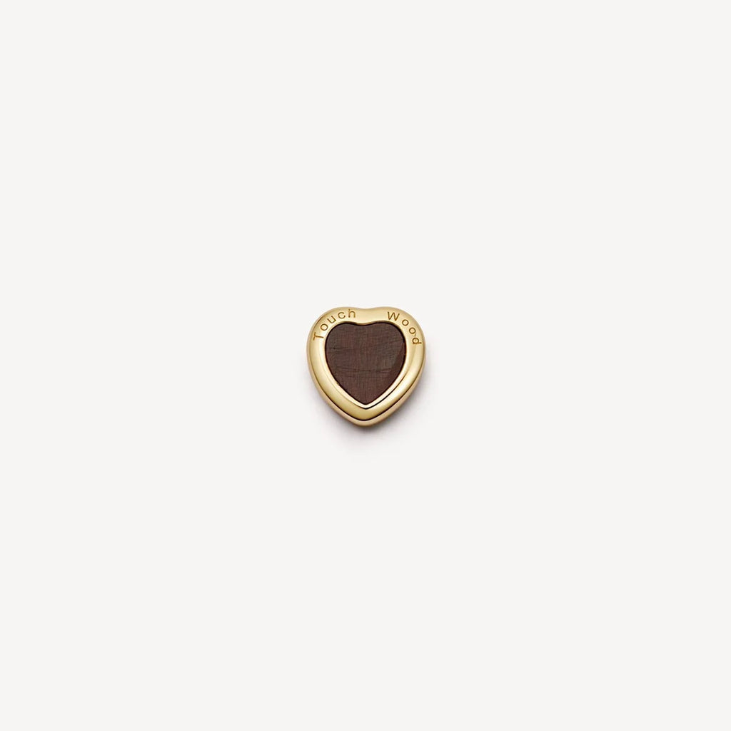 Brown heart floating charm with a gold-tone border for a Remember locket.
